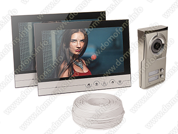 Комплект видеодомофона на 2 квартиры из двух видеомониторов V90RM и вызывной панели HDcom 84209-c2-с60